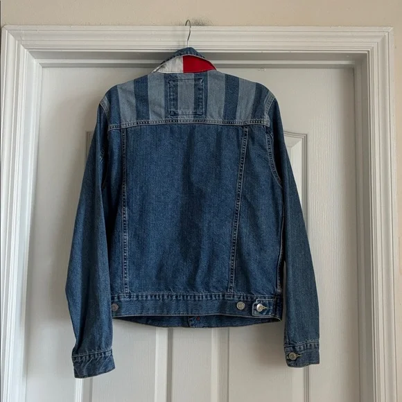 Tommy Hilfiger 90s Revival Streetwear Denim Striped Mixed-Wash Trucker Jacket M - Picture 7 of 9